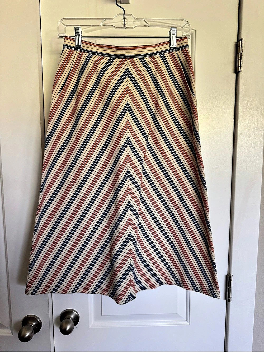Vintage Koret of California Geometric A-Line Skirt in Blue & Red Size 10